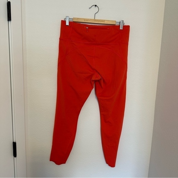 Athleta Peloton Velocity Ankle Leggings Orange Size Large Women’s Side Pockets - Picture 7 of 9